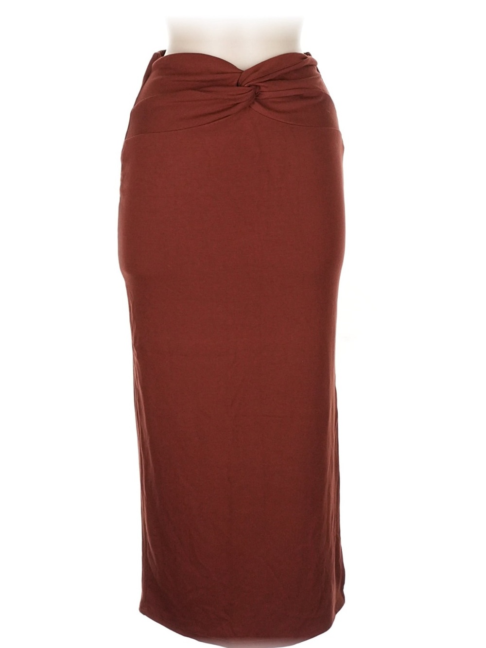 FORE Twist-Waist Maxi Skirt in Rust Brown Sz M